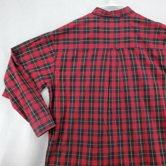 CHAPS Shirt Men's Long Sleeve Casual Button Down Plaid Oxford Red 2XL - Picture 11 of 12